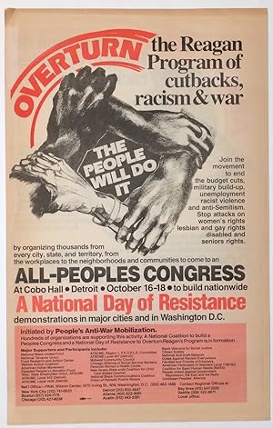 Overturn the Reagan program of cutbacks, racism and war. The people will do it [poster]