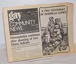 Seller image for GCN: Gay Community News; the weekly for lesbians and gay males; vol. 16, #5, August 7-13, 1988; A PWA Movement of Guerilla Tactics for sale by Bolerium Books Inc.