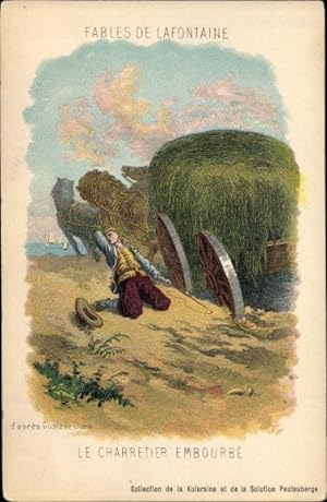 Bild des Verkäufers für Künstler Ansichtskarte / Postkarte Fables de Lafontaine, Gustave Doré, Le Chartier embourbé, Heuwagen zum Verkauf von akpool GmbH