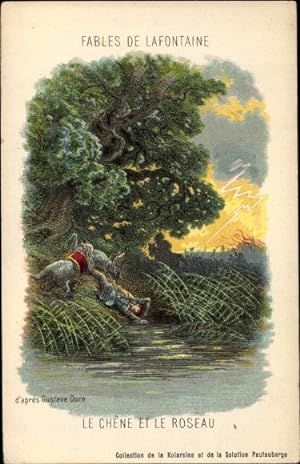 Seller image for Knstler Ansichtskarte / Postkarte Dor, Gustave, Fables de Lafontaine, Le Chene et le Roseau, Reiter, Blitz for sale by akpool GmbH
