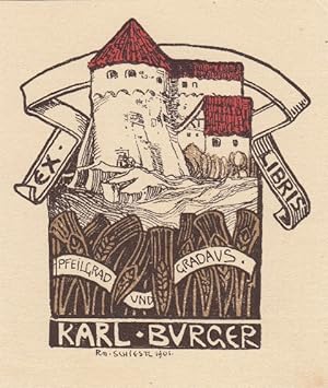 Image du vendeur pour Ex Libris Karl Burger. Burg. "Pfeilgrad und Gradaus". mis en vente par Antiquariat  Braun