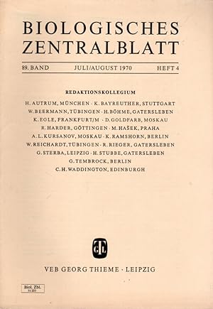 Biologisches Zentralblatt, 89. Band (1970), Heft 4