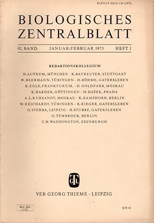 Biologisches Zentralblatt, 92. Band (1973), Heft 1