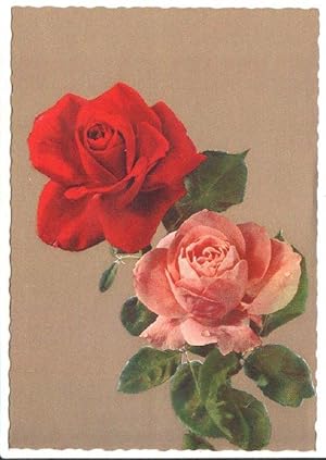 Seller image for Postal JC0847: Dos rosas, una de color rojo y otra rosa. Postal metalizada for sale by EL BOLETIN