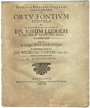 Doct. & Profess. Gisseni de ortu fontium Epistola ad Generosum & illustrem Dn. Jobum Ludolfi Resp...