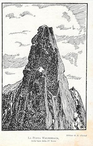 Imagen del vendedor de Punta Welzenbach (terza torre all'Aiguille Noire de Peutrey). Stampa1935 a la venta por libreria biblos