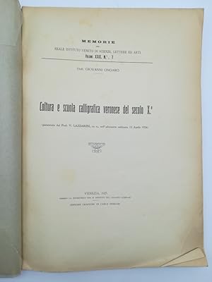 Bild des Verkufers fr Coltura e scuola calligrafica veronese del secolo X zum Verkauf von Coenobium Libreria antiquaria