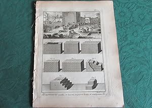 Encyclopédie Diderot et D'Alembert - Recueil de 11 planches de Maçonnerie - Édition originale.