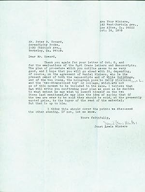 Seller image for Typed letter signed (1page); typed letter signed (2 pages); holograph letter signed (1 sheet folded) for sale by Eureka Books