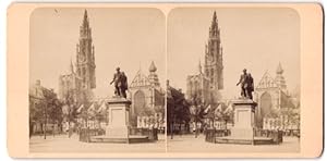 Stereo-Fotografie unbekannter Fotograf, Ansicht Antwerpen, Standbild und Kirche