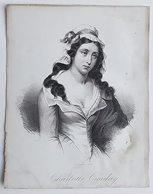 Charlotte Corday, die Mörderin von Marat, Lithographie