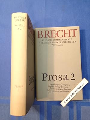 Bild des Verkufers fr Werke. Prosa 1 und 2. (2 Bnde; Band 16,17 der Reihe) Groe kommentierte Berliner und Frankfurter Ausgabe.Hrsg. von Werner Hecht, Jan Knopf, Werner Mittenzwei und Klaus -Detlef Mller. zum Verkauf von Antiquariat BehnkeBuch