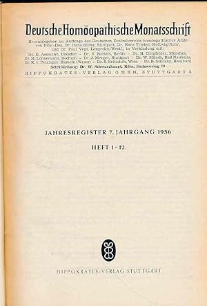 Deutsche Homöopathische Monatsschrift. 7. Jahrgang 1956, Herausgegeben im Auftrage des Deutschen ...