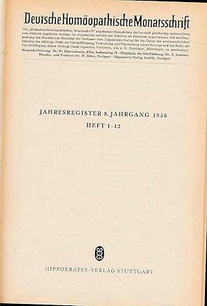 Deutsche Homöopathische Monatsschrift. 9. Jahrgang 1958, Herausgegeben im Auftrage des Deutschen ...