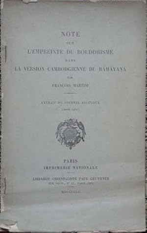 Imagen del vendedor de Note sur l'Empreinte du Bouddhisme dans la Version Cambodgienne du Ramayana a la venta por SEATE BOOKS