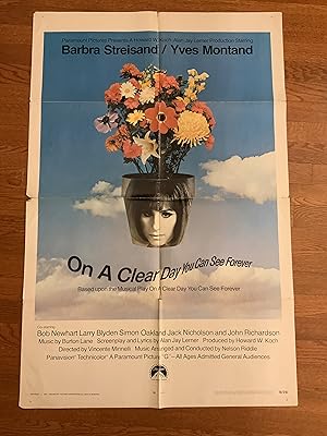 Imagen del vendedor de On a Clear Day You Can See Forever One Sheet 1970 Barbra Streisand a la venta por AcornBooksNH