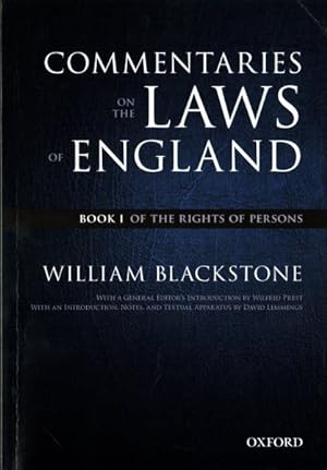 Seller image for Commentaries on the Laws of England : Of the Rights of Persons for sale by GreatBookPrices