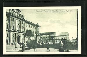 Cartolina Taranto, Piazza XX Septembre e Palazzo degli Uffiei