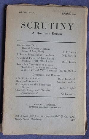 Seller image for Scrutiny, A Quarterly Review: Vol. XII No 2 Spring, 1944 for sale by C L Hawley (PBFA)