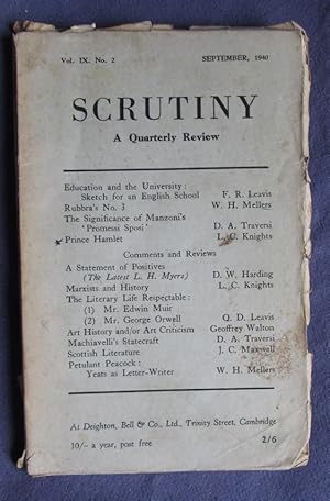 Immagine del venditore per Scrutiny, A Quarterly Review: Vol. IX No 2 September, 1940 venduto da C L Hawley (PBFA)