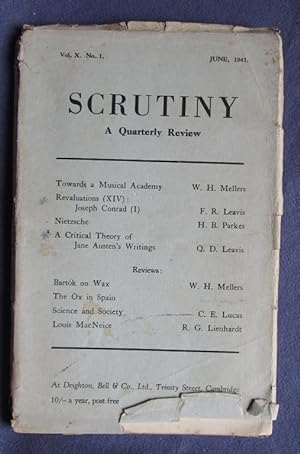 Seller image for Scrutiny, A Quarterly Review: Vol. X No 1 June, 1941 for sale by C L Hawley (PBFA)