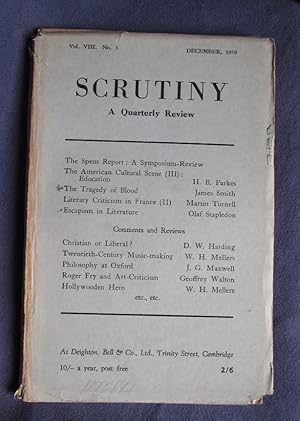 Bild des Verkufers fr Scrutiny, A Quarterly Review: Vol. VIII No 3 December, 1939 zum Verkauf von C L Hawley (PBFA)