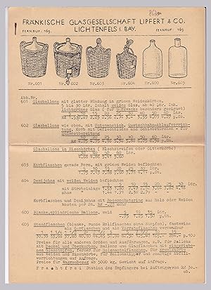 Katalog Fränkische Glasgesellschaft Lipfert & Co. Lichtenfels Bay. - Preisangaben in Reichsmark