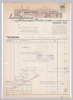 Rechnung Idealspaten Schaufel-Walzwerk Herdecke Ruhr 1941 vorm. Eckardt & Co.