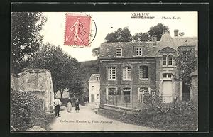 Carte postale Aizier, Mairie et Ecole