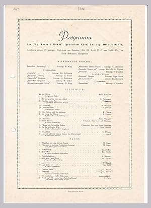 Programm Musikverein Sieker Otto Posteher 1949 Hillegossen Saale Siekmann Feier