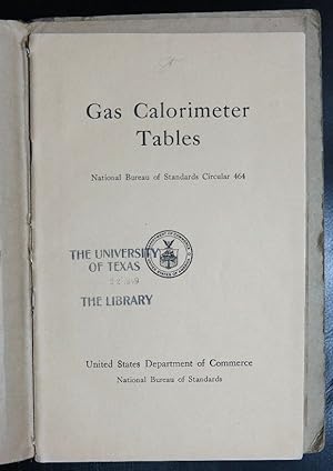 Imagen del vendedor de Gas calorimeter tables a la venta por GuthrieBooks