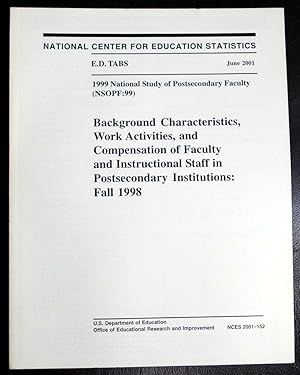 Immagine del venditore per Background characteristics, work activities, and compensation of faculty and instructional staff in postsecondary institutions, fall 1998 (SuDoc ED 1.328/3:W 89) venduto da GuthrieBooks