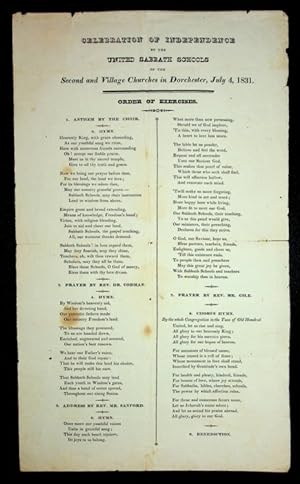 [ Broadside ] Celebration of Independence by the United Sabbath Schools of the Second and Village...