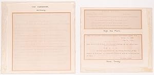 [Three Original Telegraphs Related to the Surrender of Germany During WWI and the Peace Treaty of...