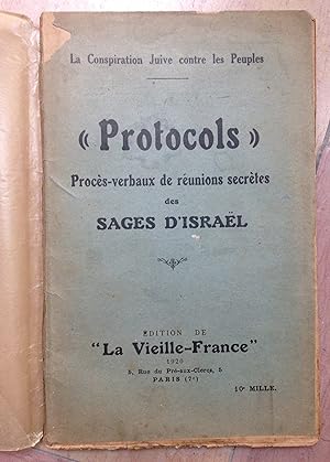 Protocols, Procès-verbaux De Réunions Secrètes Des Sages d'Israël