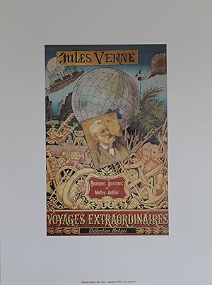 "JULES VERNE / VOYAGES EXTRAORDINAIRES (HETZEL)" Affiche originale entoilée