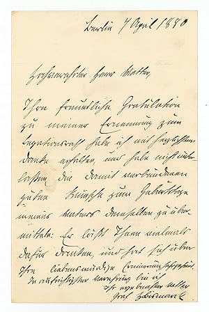 Imagen del vendedor de Eigenh. Brief mit U. a la venta por Antiquariat INLIBRIS Gilhofer Nfg. GmbH