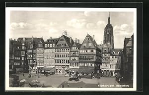 Ansichtskarte Alt-Frankfurt, Römerberg mit Geschäften