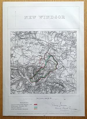 Antique Map WINDSOR, BERKSHIRE Boveney, Eton, Clewer, Datchet, Winkfield, Bray 1868