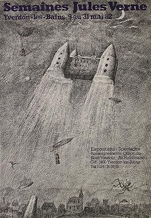 "SEMAINES JULES VERNE / YVERDON-les-BAINS 1982" Affiche originale entoilée