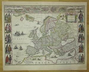VECCHIO Vintage Galles DECORATIVA mappa Blaeu ca 1655 