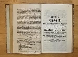 Sammelband mit 9 zeitgenössischen Schriften zur Vertreibung der Salzburger Protestanten unter Für...