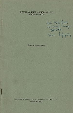 Bild des Verkufers fr HUSSERL'S PHENOMENOLOGY AND EXISTENTIALISM. zum Verkauf von Blue Mountain Books & Manuscripts, Ltd.