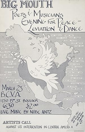 Big Mouth Poets & Musicians Evening for Peace: Leviathon & Dance. Poetry Reading Poster Flyer