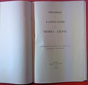 Imagen del vendedor de Specimens of Languages from Sierra Leone a la venta por biblion2