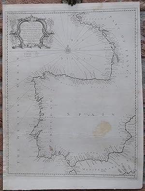 Antique map-BAY OF BISCAY-SPAIN-ATLANTIC-SEA CHART-Seale-1744