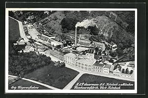 Ansichtskarte Kulmbach, Fleischwarenfabrik H., P. Sauermann AG vom Flugzeug aus