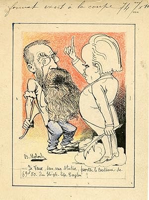 "Auguste RODIN et Honoré de BALZAC" Dessin colorié B. MOLOCH (HIGH LIFE TAYLOR)