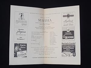 Image du vendeur pour Programmzettel Bhnen der Stadt Kln in der Aula der Universitt 1952/53. MARTHA von Friedrich, Flotow (Musik). Musikal. Ltg.: Gerd Heidger, Insz.: Gnter Roth, Bhnenbild: Erich Metzoldt, Kostme: Wera Schawlinsky. Mit Helmi Rau, Elfriede Wild, August Griebel, Albert Weikenmeier, Heiner Horn, Matti Lehtinen, Trude Bddicker, Brigitte Anders, Kthe Wendfhr mis en vente par Fast alles Theater! Antiquariat fr die darstellenden Knste