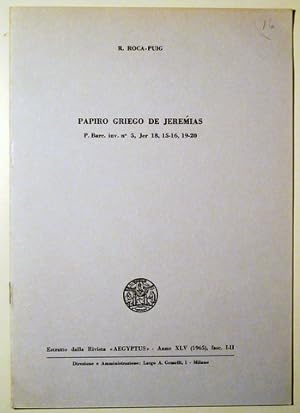 Seller image for PAPIRO GRIEGO DE JEREMIAS - Milano 1965 - Ilustrado for sale by Llibres del Mirall